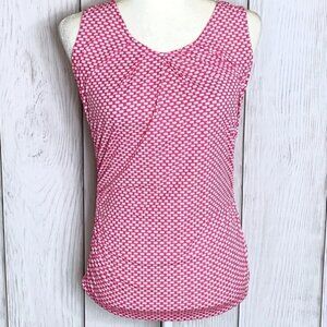 New York & Company Stretch Pink & White Polka Dot
